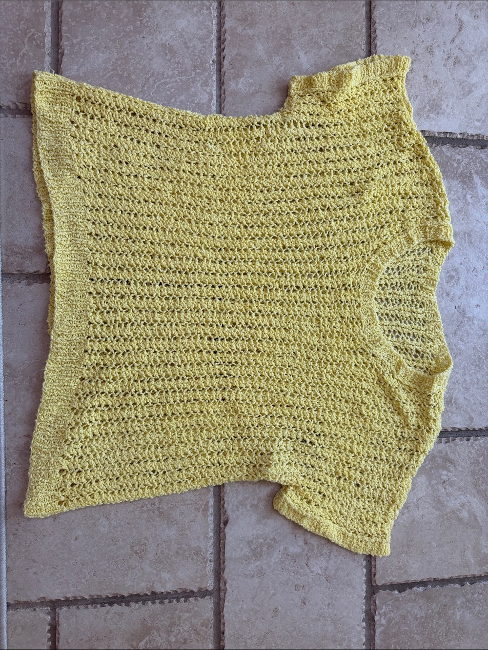 Yellow Crochet Knit Short Sleeve Top